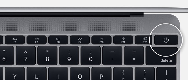 没有触控栏的 MacBook Pro 上的电源按钮
