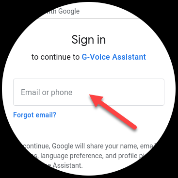输入您的 Google 电子邮件地址。